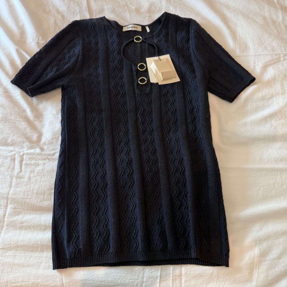 Sandro navy knit top NWT 2/Med - Picture 2 of 2